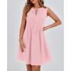 imageBTFBM Womens Summer Mini Dress 2025 Sleeveless Crew Neck Cute Bow Tie Front Flowy Pleated Casual Short Dresses PocketsPink