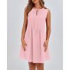 imageBTFBM Womens Summer Mini Dress 2025 Sleeveless Crew Neck Cute Bow Tie Front Flowy Pleated Casual Short Dresses PocketsPink