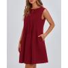 imageBTFBM Womens Summer Mini Dress 2025 Sleeveless Crew Neck Cute Bow Tie Front Flowy Pleated Casual Short Dresses PocketsRed