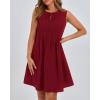 imageBTFBM Womens Summer Mini Dress 2025 Sleeveless Crew Neck Cute Bow Tie Front Flowy Pleated Casual Short Dresses PocketsRed
