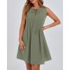 imageBTFBM Womens Summer Mini Dress 2025 Sleeveless Crew Neck Cute Bow Tie Front Flowy Pleated Casual Short Dresses PocketsSage Green