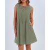 imageBTFBM Womens Summer Mini Dress 2025 Sleeveless Crew Neck Cute Bow Tie Front Flowy Pleated Casual Short Dresses PocketsSage Green