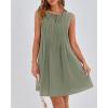 imageBTFBM Womens Summer Mini Dress 2025 Sleeveless Crew Neck Cute Bow Tie Front Flowy Pleated Casual Short Dresses PocketsSage Green