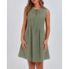 imageBTFBM Womens Summer Mini Dress 2025 Sleeveless Crew Neck Cute Bow Tie Front Flowy Pleated Casual Short Dresses PocketsSage Green