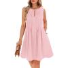 imageBTFBM Womens Summer Mini Dress 2025 Sleeveless Crew Neck Cute Bow Tie Front Flowy Pleated Casual Short Dresses PocketsPink