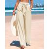 imageBTFBM Womens Striped Wide Leg Pants Dressy High Waist Trousers Business Casual Loose Flowy Tie Knot Palazzo PantsApricot