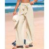 imageBTFBM Womens Striped Wide Leg Pants Dressy High Waist Trousers Business Casual Loose Flowy Tie Knot Palazzo PantsApricot