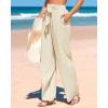 imageBTFBM Womens Striped Wide Leg Pants Dressy High Waist Trousers Business Casual Loose Flowy Tie Knot Palazzo PantsApricot