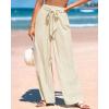imageBTFBM Womens Striped Wide Leg Pants Dressy High Waist Trousers Business Casual Loose Flowy Tie Knot Palazzo PantsApricot