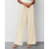 imageBTFBM Womens Striped Wide Leg Pants Dressy High Waist Trousers Business Casual Loose Flowy Tie Knot Palazzo PantsApricot