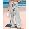 imageBTFBM Womens Striped Wide Leg Pants Dressy High Waist Trousers Business Casual Loose Flowy Tie Knot Palazzo PantsBlack