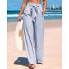 imageBTFBM Womens Striped Wide Leg Pants Dressy High Waist Trousers Business Casual Loose Flowy Tie Knot Palazzo PantsBlue