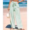 imageBTFBM Womens Striped Wide Leg Pants Dressy High Waist Trousers Business Casual Loose Flowy Tie Knot Palazzo PantsGreen