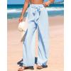 imageBTFBM Womens Striped Wide Leg Pants Dressy High Waist Trousers Business Casual Loose Flowy Tie Knot Palazzo PantsLight Blue