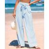 imageBTFBM Womens Striped Wide Leg Pants Dressy High Waist Trousers Business Casual Loose Flowy Tie Knot Palazzo PantsLight Blue