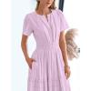 imageBTFBM Womens Summer 2025 Casual Midi Maxi Dresses Lightweight Short Sleeve V Neck Elastic Waist Boho Beach Dress PocketsLight Pink Purple