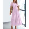 imageBTFBM Womens Summer 2025 Casual Midi Maxi Dresses Lightweight Short Sleeve V Neck Elastic Waist Boho Beach Dress PocketsLight Pink Purple