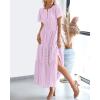 imageBTFBM Womens Summer 2025 Casual Midi Maxi Dresses Lightweight Short Sleeve V Neck Elastic Waist Boho Beach Dress PocketsLight Pink Purple