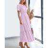 imageBTFBM Womens Summer 2025 Casual Midi Maxi Dresses Lightweight Short Sleeve V Neck Elastic Waist Boho Beach Dress PocketsLight Pink Purple