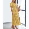 imageBTFBM Womens Summer 2025 Casual Midi Maxi Dresses Lightweight Short Sleeve V Neck Elastic Waist Boho Beach Dress PocketsYellow