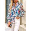 imageBTFBM Spring Fashion 2025 Button Down Long Sleeve Blouses for Women Dressy Casual V Neck Loose Printed Boho Tops ShirtsBlue