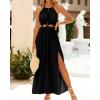 imageBTFBM Women Halter Summer Dresses 2025 Sleeveless Cutout Backless Slit Boho Party Cocktail Casual Maxi Beach Sun DressSolid Black