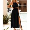imageBTFBM Women Halter Summer Dresses 2025 Sleeveless Cutout Backless Slit Boho Party Cocktail Casual Maxi Beach Sun DressSolid Black