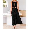imageBTFBM Women Halter Summer Dresses 2025 Sleeveless Cutout Backless Slit Boho Party Cocktail Casual Maxi Beach Sun DressSolid Black