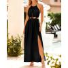 imageBTFBM Women Halter Summer Dresses 2025 Sleeveless Cutout Backless Slit Boho Party Cocktail Casual Maxi Beach Sun DressSolid Black
