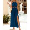 imageBTFBM Women Halter Summer Dresses 2025 Sleeveless Cutout Backless Slit Boho Party Cocktail Casual Maxi Beach Sun DressSolid Dark Blue
