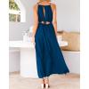 imageBTFBM Women Halter Summer Dresses 2025 Sleeveless Cutout Backless Slit Boho Party Cocktail Casual Maxi Beach Sun DressSolid Dark Blue