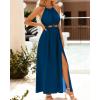 imageBTFBM Women Halter Summer Dresses 2025 Sleeveless Cutout Backless Slit Boho Party Cocktail Casual Maxi Beach Sun DressSolid Dark Blue