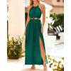 imageBTFBM Women Halter Summer Dresses 2025 Sleeveless Cutout Backless Slit Boho Party Cocktail Casual Maxi Beach Sun DressSolid Dark Green