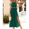 imageBTFBM Women Halter Summer Dresses 2025 Sleeveless Cutout Backless Slit Boho Party Cocktail Casual Maxi Beach Sun DressSolid Dark Green
