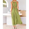 imageBTFBM Women Halter Summer Dresses 2025 Sleeveless Cutout Backless Slit Boho Party Cocktail Casual Maxi Beach Sun DressSolid Green