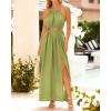 imageBTFBM Women Halter Summer Dresses 2025 Sleeveless Cutout Backless Slit Boho Party Cocktail Casual Maxi Beach Sun DressSolid Green