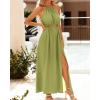imageBTFBM Women Halter Summer Dresses 2025 Sleeveless Cutout Backless Slit Boho Party Cocktail Casual Maxi Beach Sun DressSolid Green