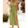 imageBTFBM Women Halter Summer Dresses 2025 Sleeveless Cutout Backless Slit Boho Party Cocktail Casual Maxi Beach Sun DressSolid Green