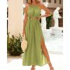 imageBTFBM Women Halter Summer Dresses 2025 Sleeveless Cutout Backless Slit Boho Party Cocktail Casual Maxi Beach Sun DressSolid Green