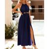 imageBTFBM Women Halter Summer Dresses 2025 Sleeveless Cutout Backless Slit Boho Party Cocktail Casual Maxi Beach Sun DressSolid Navy
