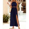 imageBTFBM Women Halter Summer Dresses 2025 Sleeveless Cutout Backless Slit Boho Party Cocktail Casual Maxi Beach Sun DressSolid Navy