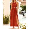 imageBTFBM Women Halter Summer Dresses 2025 Sleeveless Cutout Backless Slit Boho Party Cocktail Casual Maxi Beach Sun DressSolid Orange Red
