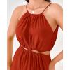 imageBTFBM Women Halter Summer Dresses 2025 Sleeveless Cutout Backless Slit Boho Party Cocktail Casual Maxi Beach Sun DressSolid Orange Red