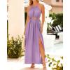 imageBTFBM Women Halter Summer Dresses 2025 Sleeveless Cutout Backless Slit Boho Party Cocktail Casual Maxi Beach Sun DressSolid Purple