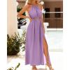 imageBTFBM Women Halter Summer Dresses 2025 Sleeveless Cutout Backless Slit Boho Party Cocktail Casual Maxi Beach Sun DressSolid Purple