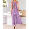 imageBTFBM Women Halter Summer Dresses 2025 Sleeveless Cutout Backless Slit Boho Party Cocktail Casual Maxi Beach Sun DressSolid Purple