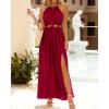 imageBTFBM Women Halter Summer Dresses 2025 Sleeveless Cutout Backless Slit Boho Party Cocktail Casual Maxi Beach Sun DressSolid Red