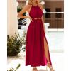 imageBTFBM Women Halter Summer Dresses 2025 Sleeveless Cutout Backless Slit Boho Party Cocktail Casual Maxi Beach Sun DressSolid Red