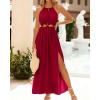 imageBTFBM Women Halter Summer Dresses 2025 Sleeveless Cutout Backless Slit Boho Party Cocktail Casual Maxi Beach Sun DressSolid Red