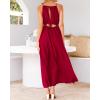 imageBTFBM Women Halter Summer Dresses 2025 Sleeveless Cutout Backless Slit Boho Party Cocktail Casual Maxi Beach Sun DressSolid Red